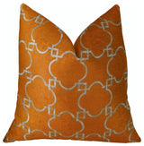 Nadiya Orange and White Handmade Luxury Pillow, 22"x22"