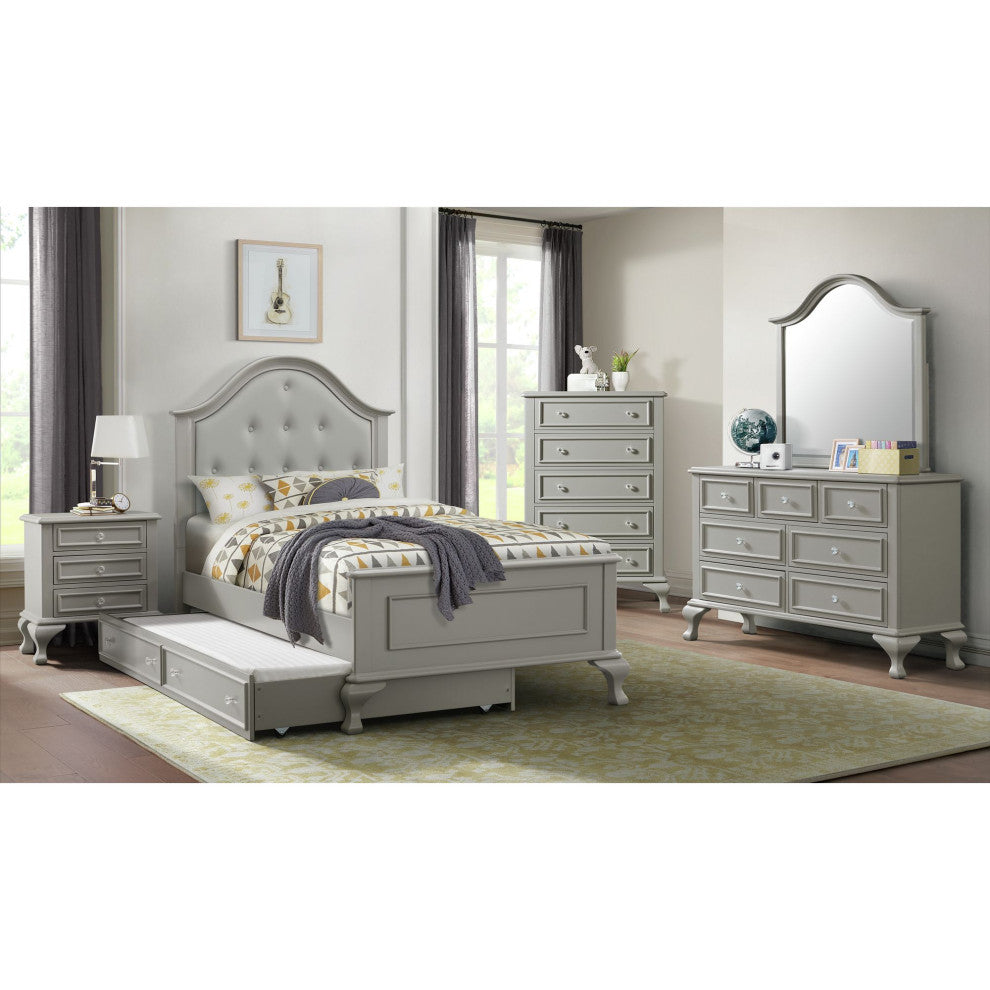 Jesse Twin Panel Bed With Trundle, Gray