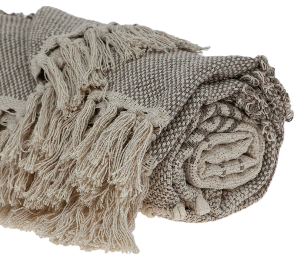 Parkland Collection Neil Eclectic Beige 52" x 67" WOVEN HANDLOOM Throw