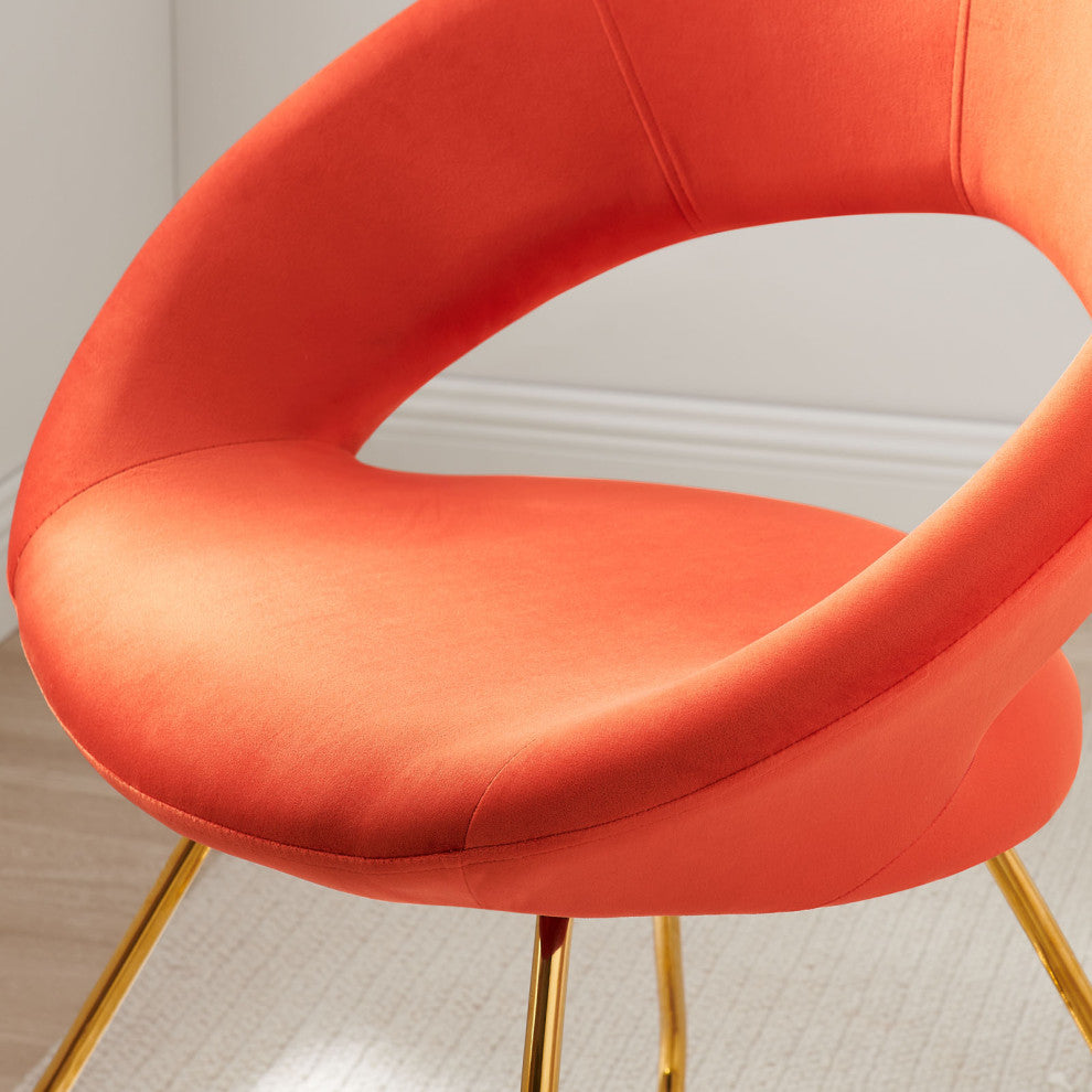 Nouvelle Performance Velvet Dining Chair Set of 2 Gold Orange -4681