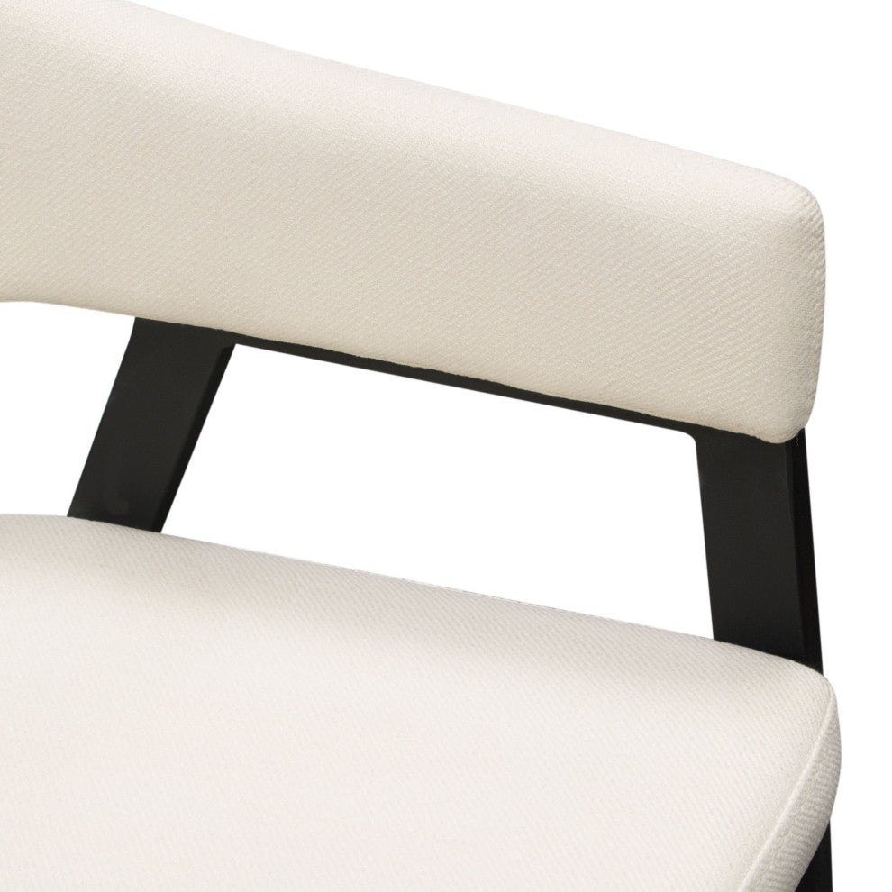 Adele Dining Accent Chairs, Set of 2, Cream Fabric, Metal Frame
