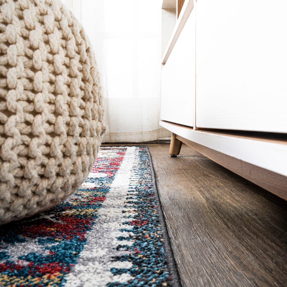Dhiya Distressed Kilim Runner Rug, Multi, 2x10
