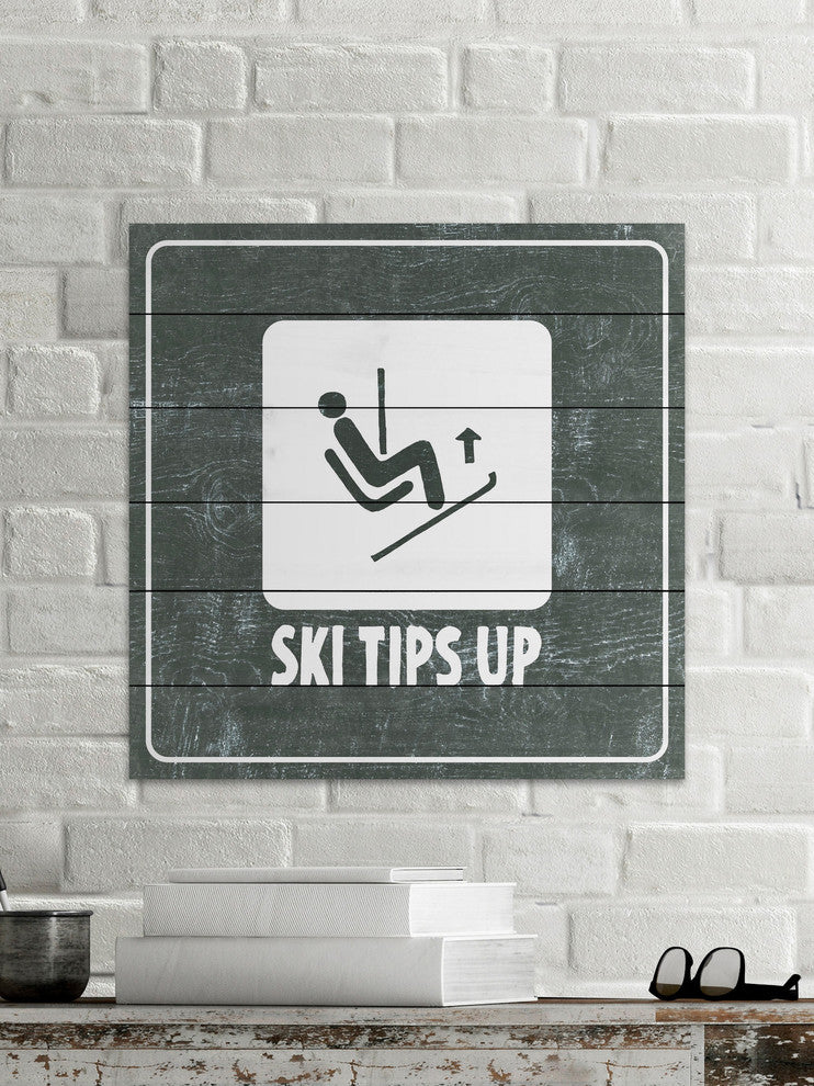 "Ski Tips up Diagram" Painting Print on White Wood, 40"x40"