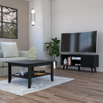 Atlanta 2 Piece Living Room Set, Coffee Table and TV Stand, Black