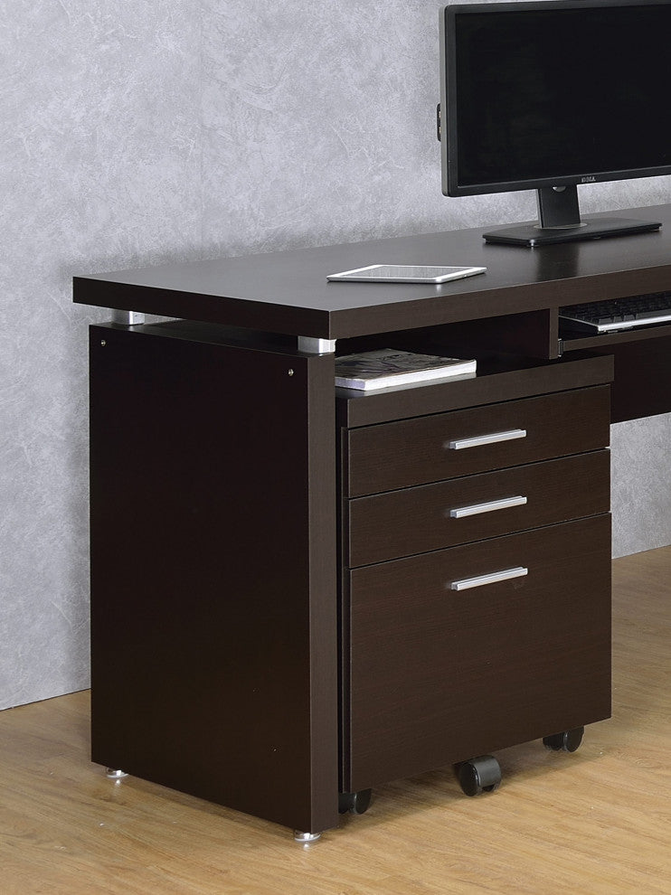 3-Drawer Mobile File Cabinet in Cappuccino