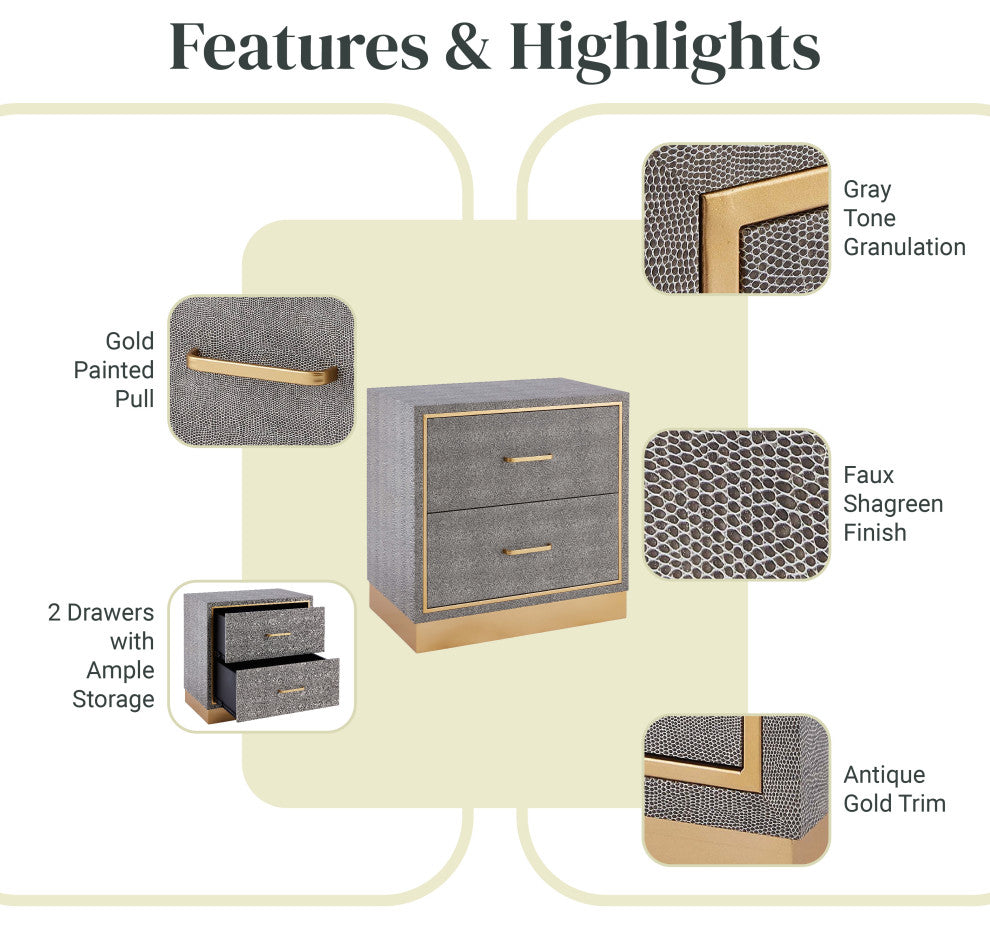 Edinburgh 2-Drawer Faux Shagreen End Table