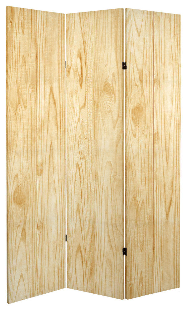 6' Tall Double Sided Wood Grain Canvas Room Divider