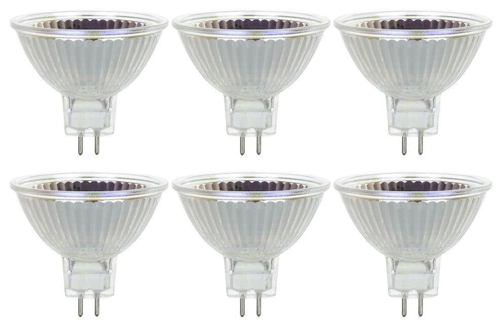 6 Pack Sunlite 20 Watt, 38 Flood, Mr16 Mini Reflector, Gu5.3 Bi Pin Base