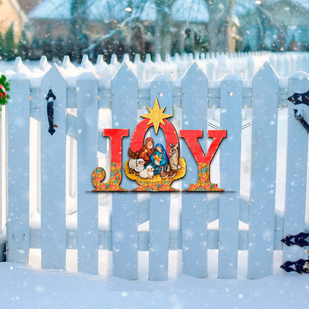 Joy Nativity Wooden Door Hanger