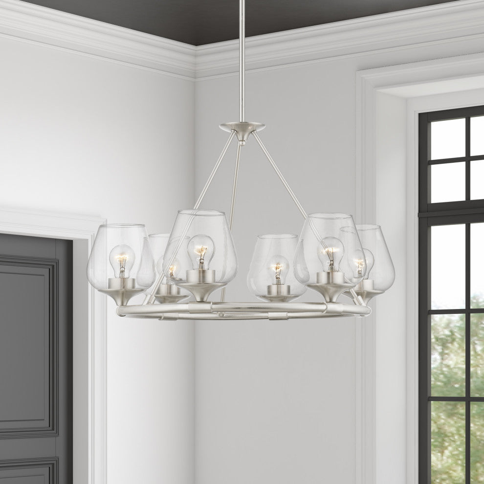 Willow 6 Light Brushed Nickel Chandelier