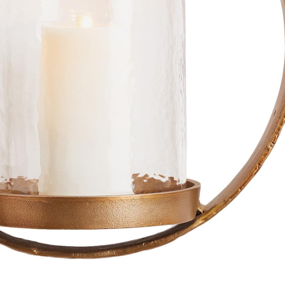 Elegant Gold Ring Wall  Pillar Candle Holder Sconce Glass Hurricane Round