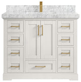 Boston 42" Single Sink Bath Vanity in Alabaster 2" Carrara Marble