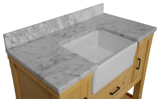 Charlotte 42" Bathroom Vanity, Drift Wood, Carrara Marble