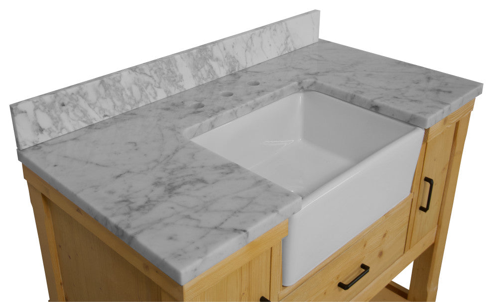 Charlotte 42" Bathroom Vanity, Drift Wood, Carrara Marble