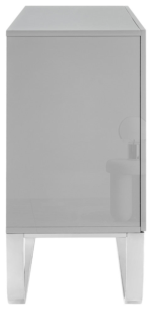 Nicole Miller Jacelynn Sideboard, Grey/Chrome, 2-Door