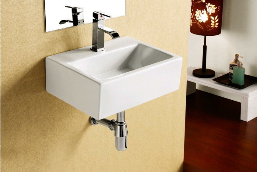 Porcelain White Wall-Mounted Rectangle Sink