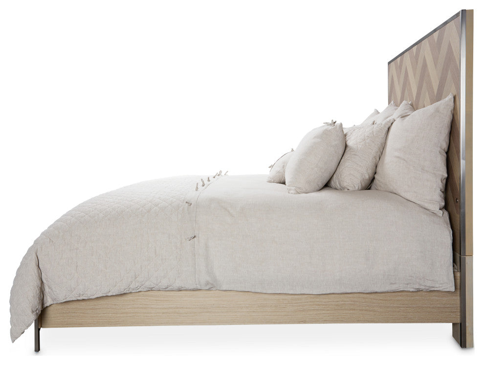 Silverlake Village Eastern King Panel Bed, Washed Oak