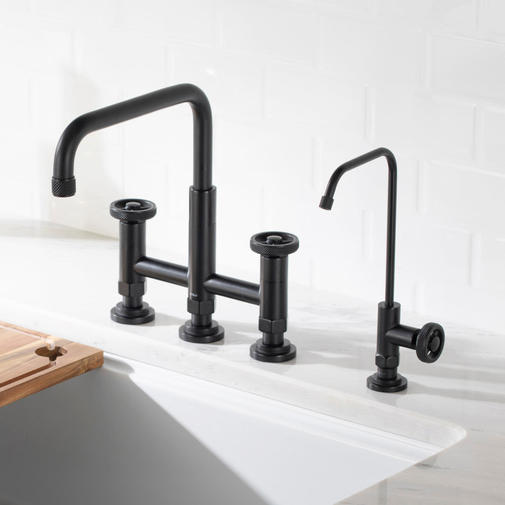 Urbix Bridge Kitchen Faucet, Matte Black, Water Dispenser Ff-101