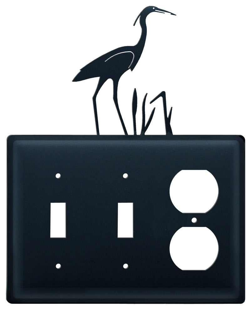 Double Switch and Single Outlet Cover, Heron