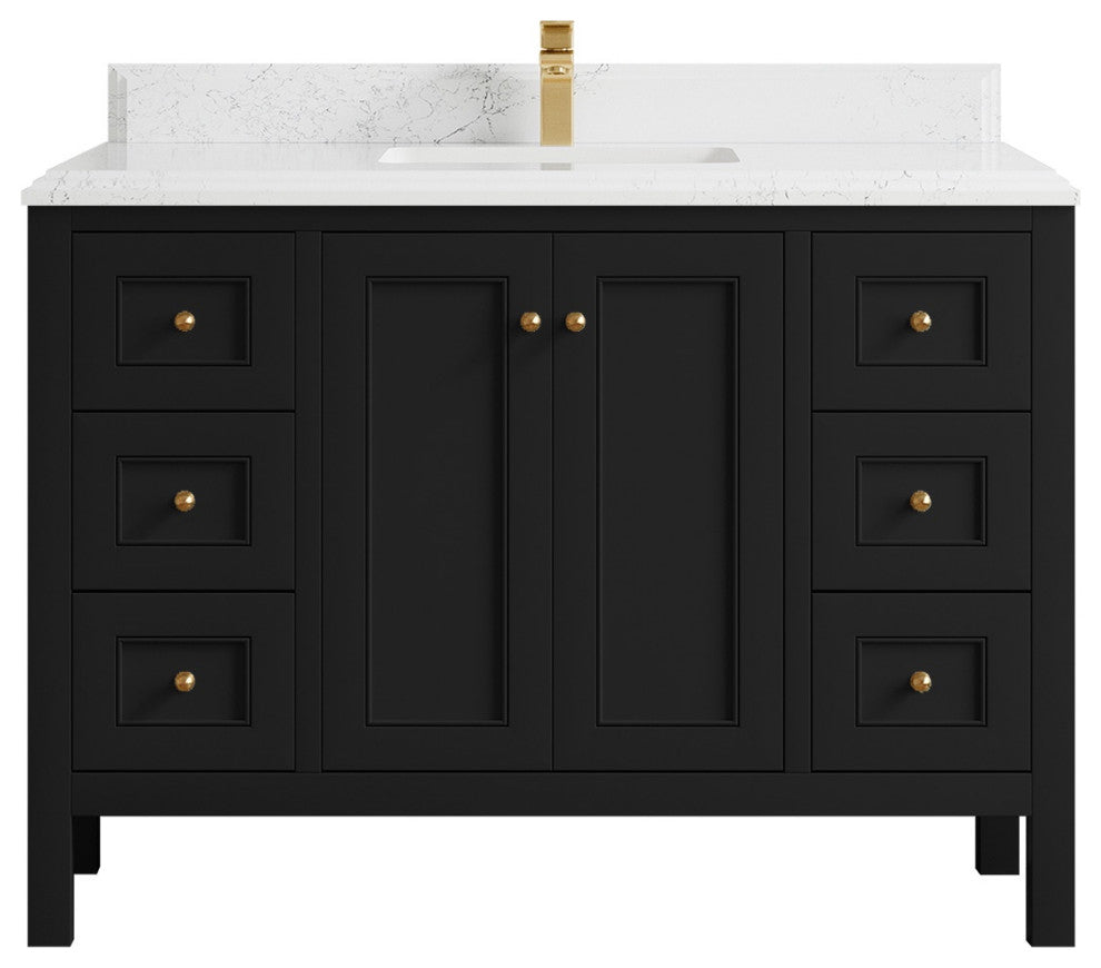 Nashville 48" Single Sink Bath Vanity, Black 1.5" Empira Quartz