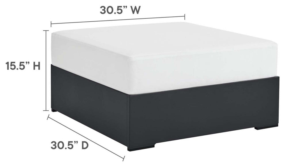 Tahoe Outdoor Patio Powder-Coated Aluminum Ottoman - Gray White