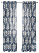 Linen Blend Medina Printed Curtains, Pair, Navy, 84"