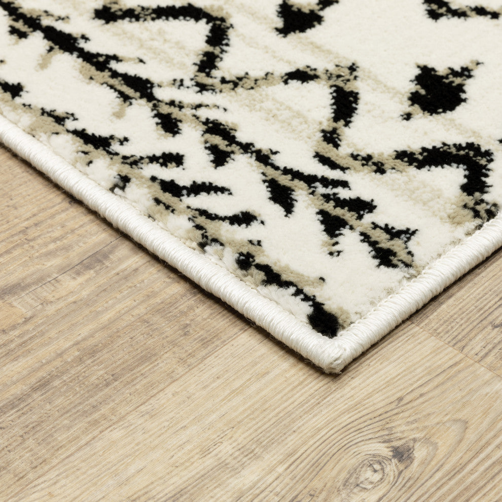 Garson Tribal Distressed Area Rug, Ivory, 3'10"x5'5"