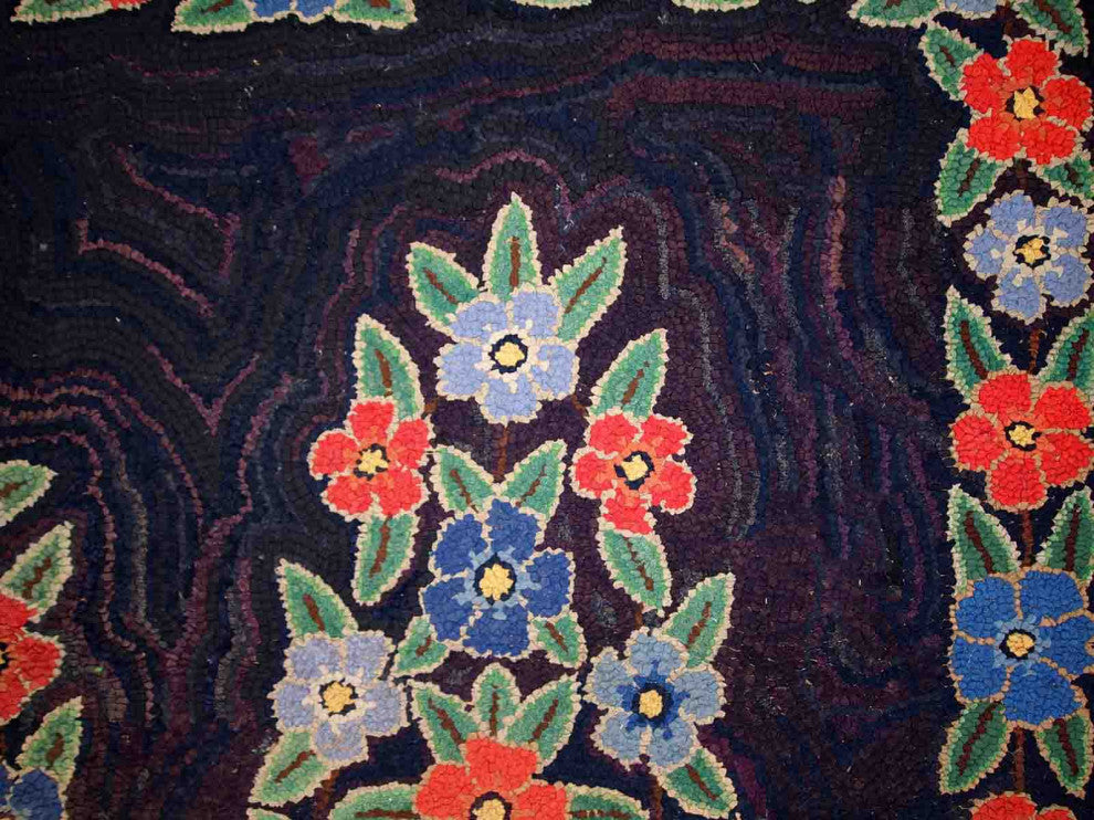 Handmade Antique American Hooked Rug, 3.4'x5.4', 103cmx166cm 1920s
