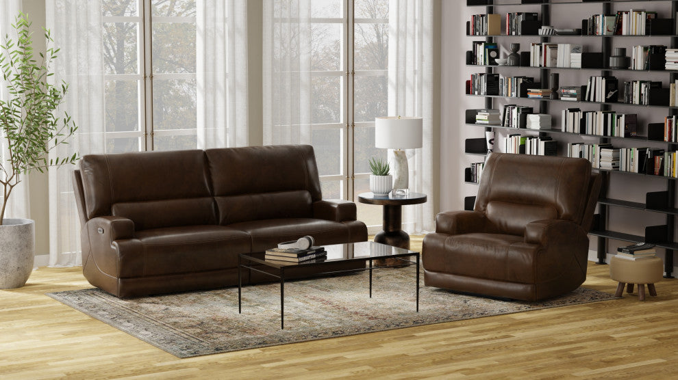 Tahoe Dual Power Zero Gravity Leather Sofa, Coffee