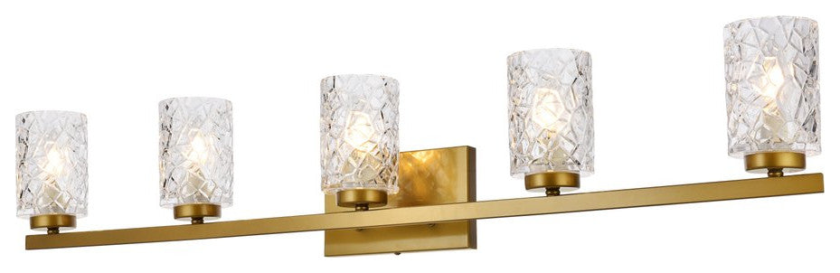 Conor 5-Light Bath Sconce, Brass With Clear Shade