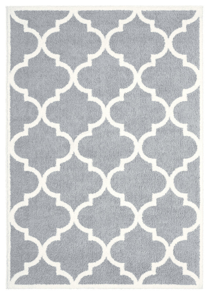 Viviana Scallop Lattice Grey/ Ivory Area Rug, 9''10"x12''10"
