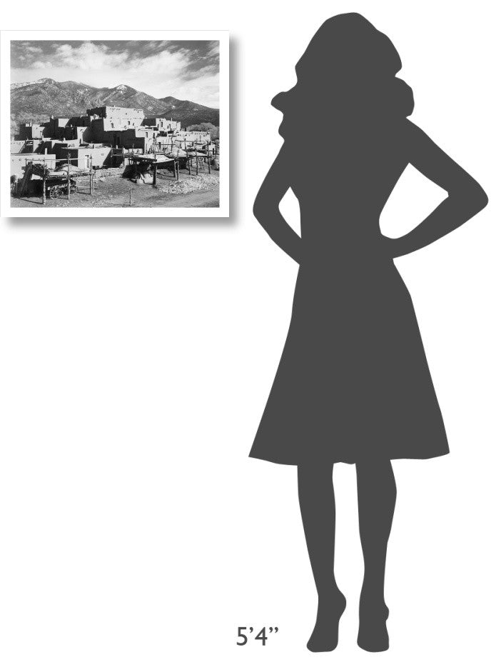 "City, mountains, Taos Pueblo National Landmark, 1941" Paper Art, 24"x20"