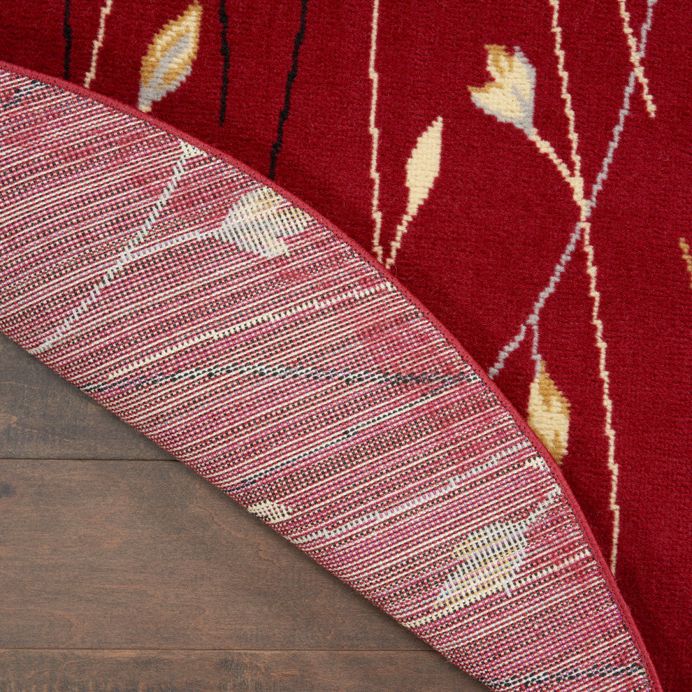 Nourison Grafix 8' x Round Red Contemporary Indoor Area Rug