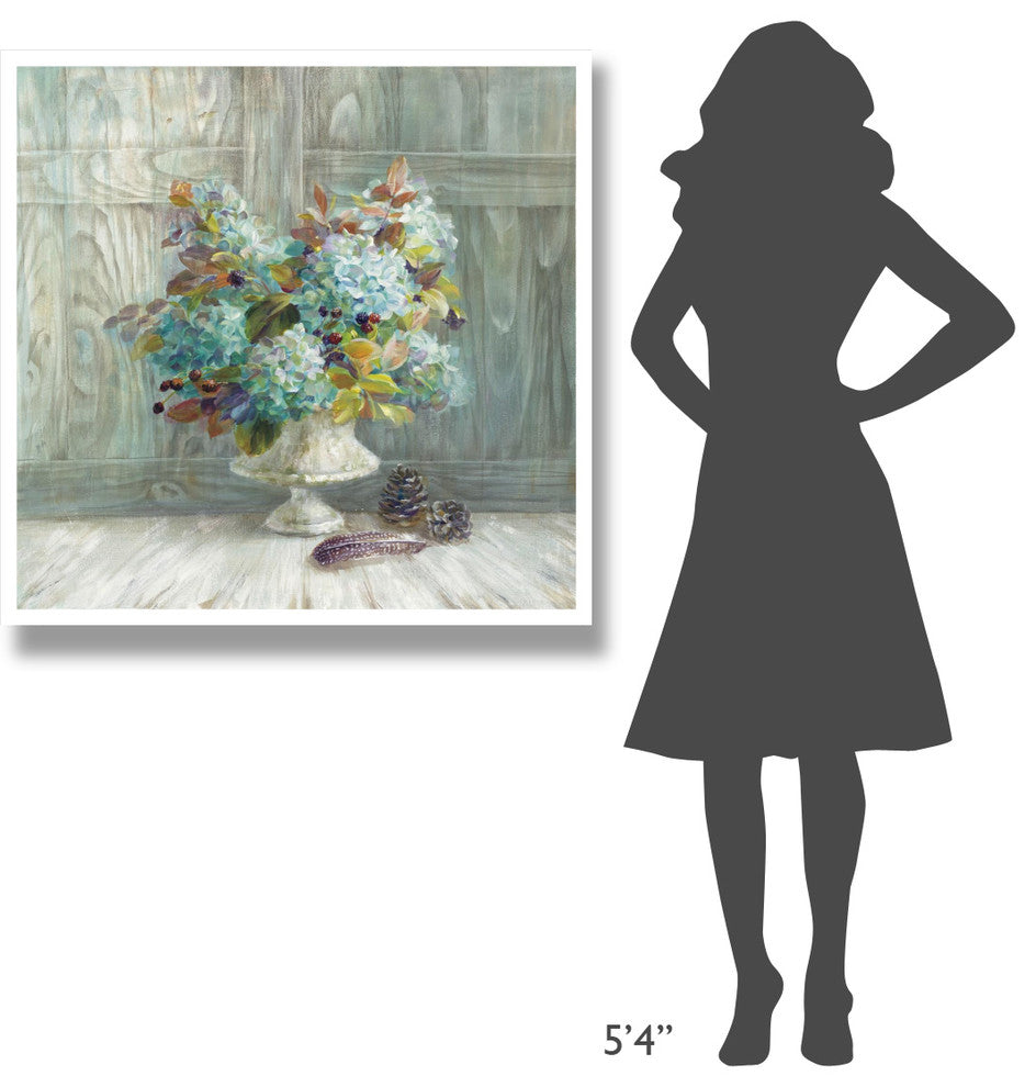 "Rustic Florals Blue" Digital Paper Print by Danhui Nai, 38"x38"