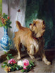 Tile Mural Dog With Butterfly By Conradyn Cunaeus, 6"x8", Glossy