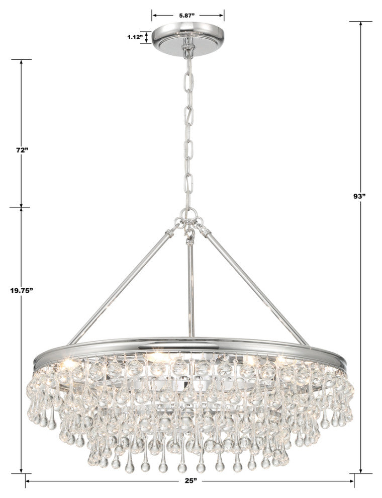 CRYSTORAMA Calypso 6 Light Polished Chrome Chandelier