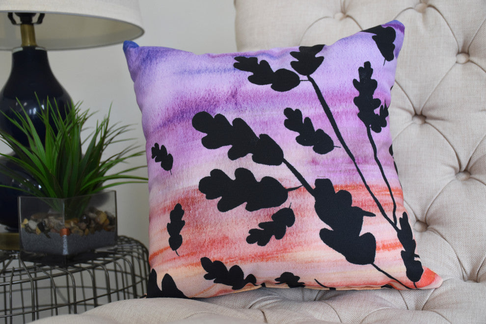 18" Flowing Leaves Multi Floral Print Decorative Throw Pillow