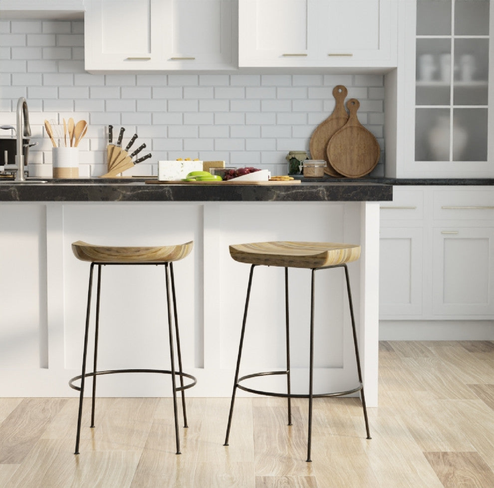 Raja Contoured Stool, Natural Mango/Black