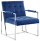 Louie Modern Arm Chair with Silver Frame, Navy Blue