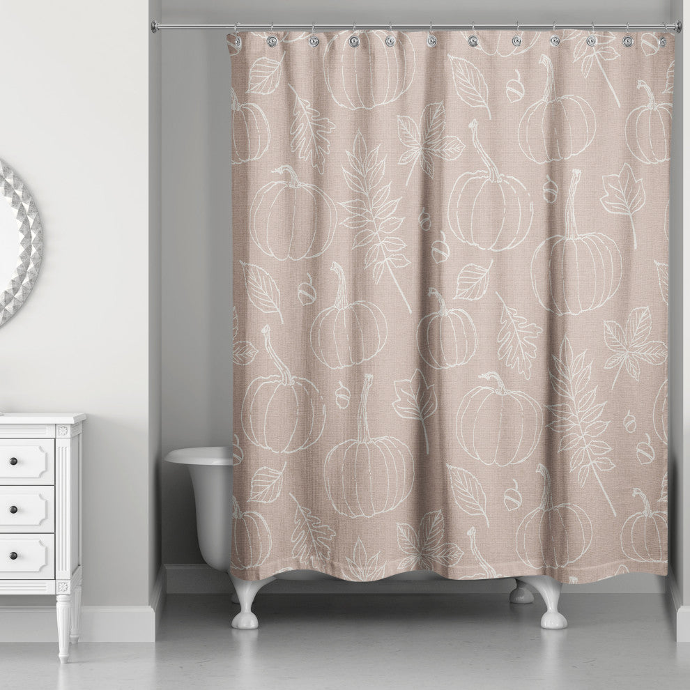 Dusty Rose Fall Pattern 71x74 Shower Curtain