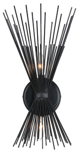 18" H 2-Light Black Starburst Wall Sconce Light