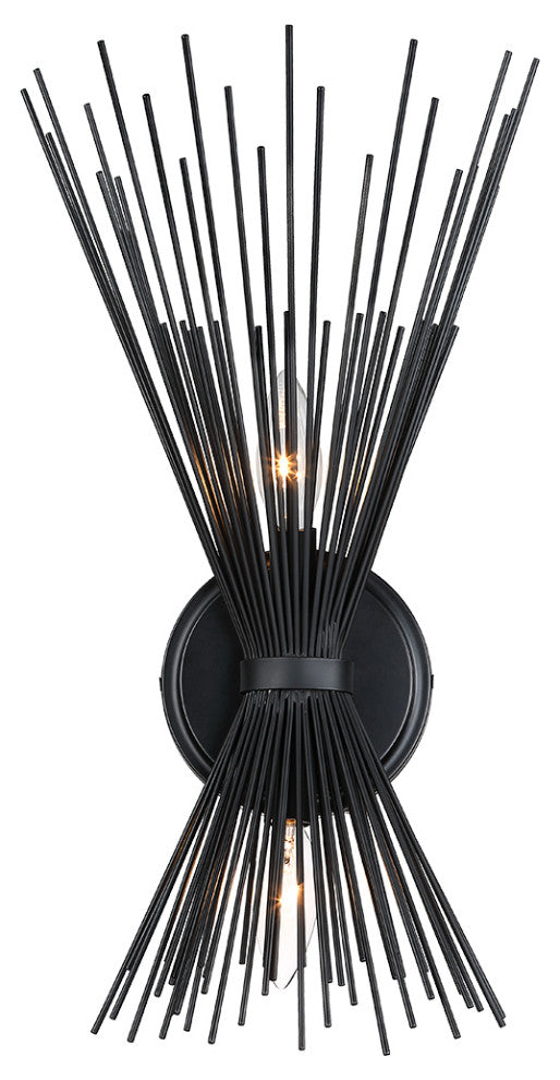 18" H 2-Light Black Starburst Wall Sconce Light