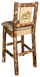 Glacier Country Counterstool Buckskin Upholstery, With Laser Engraved Moose