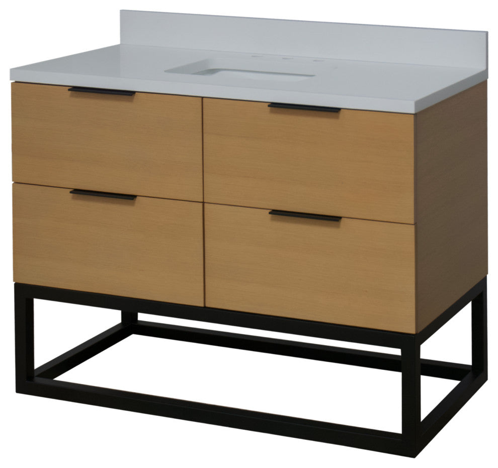 Mia 48" Bathroom Vanity, Blonde, Matte White