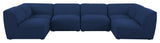 Miramar Linen Textured Fabric  6-Piece Modular U-Shaped Sectional, Navy