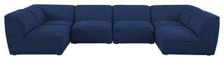 Miramar Linen Textured Fabric  6-Piece Modular U-Shaped Sectional, Navy