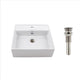 Elavo Ceramic Square Vessel White Sink, Overflow Drain Satin Nickel