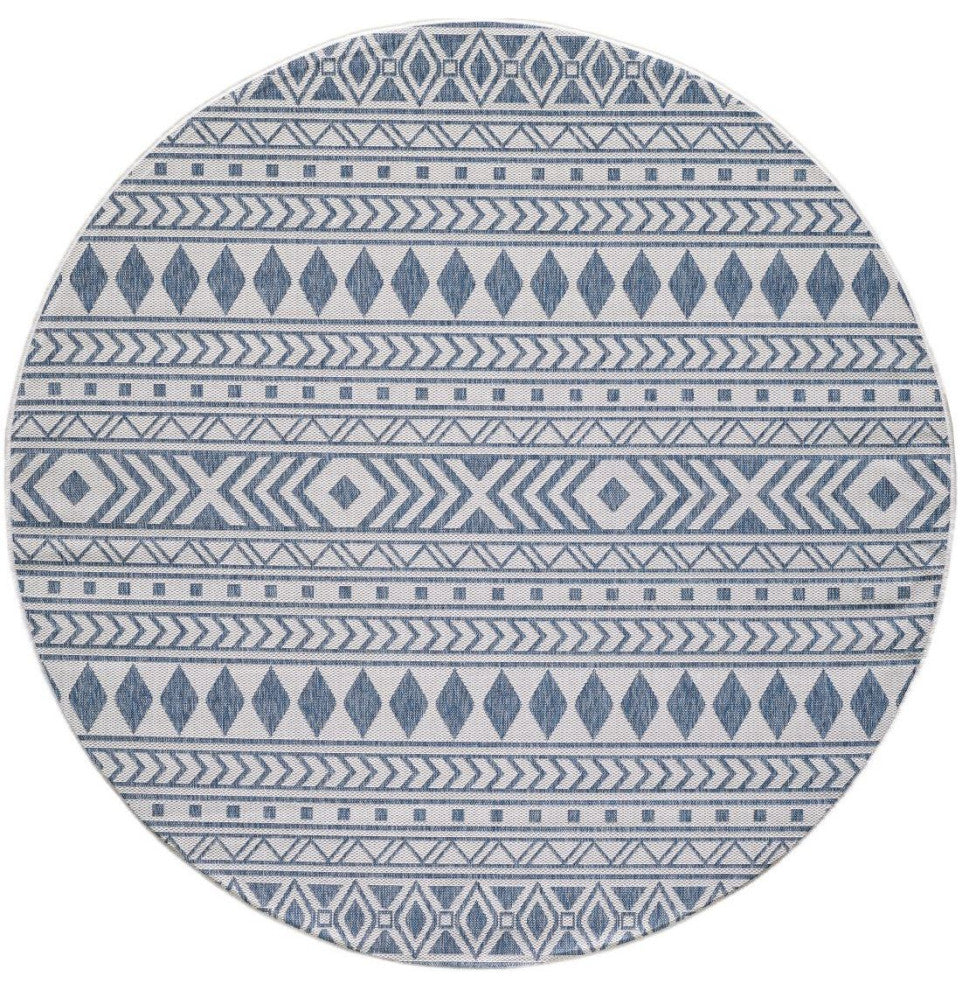 KAS Provo 5776 Ivory/Blue Natura Area Rug, 7'10" Round