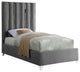 Enzo Velvet Bed, Gray, Twin