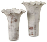 Uttermost 18174 Ruffled Petal 16" Tall Porcelain Vase - Set of 2 - Distressed